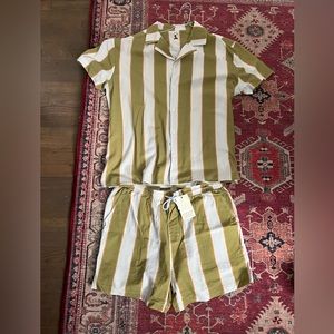 Dandy Del Mar THE GRENADINE LINEN SET - ALOE STRIPE Large Sold Out!